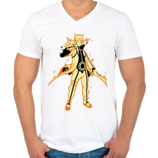 PRINTFASHION Naruto Kurama mód - Férfi V-nyakú póló - Fehér férfi póló