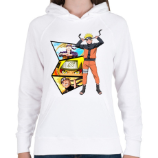 PRINTFASHION Naruto - montázs - Női kapucnis pulóver - Fehér