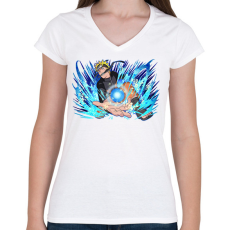 PRINTFASHION Naruto Rasengan - Női V-nyakú póló - Fehér