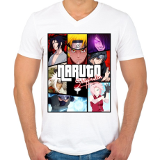 PRINTFASHION Naruto Shippuuden - Férfi V-nyakú póló - Fehér