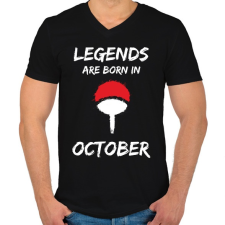 PRINTFASHION Naruto szülinap - Október - Férfi V-nyakú póló - Fekete férfi póló
