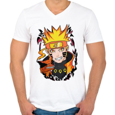PRINTFASHION Naruto Uzumaki - Férfi V-nyakú póló - Fehér