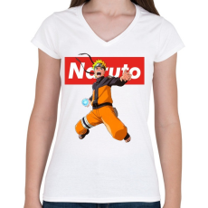 PRINTFASHION Naruto Uzumaki Rasengan - Női V-nyakú póló - Fehér