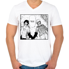 PRINTFASHION Naruto vs Sasuke - Férfi V-nyakú póló - Fehér férfi póló
