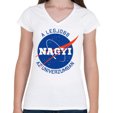 PRINTFASHION Nasa Nagymama - Női V-nyakú póló - Fehér