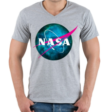 PRINTFASHION NASA NEBULA - Férfi V-nyakú póló - Sport szürke