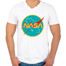 PRINTFASHION Nasa retro - Férfi V-nyakú póló - Fehér