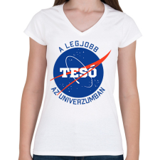 PRINTFASHION Nasa Tesó - Női V-nyakú póló - Fehér női póló
