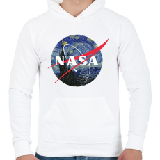 PRINTFASHION NASA (Van Gogh) - Férfi kapucnis pulóver - Fehér