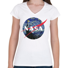 PRINTFASHION NASA (Van Gogh) - Női V-nyakú póló - Fehér