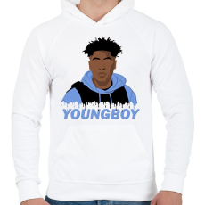 PRINTFASHION NBA Youngboy - Férfi kapucnis pulóver - Fehér