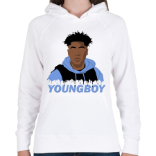 PRINTFASHION NBA Youngboy - Női kapucnis pulóver - Fehér női pulóver, kardigán