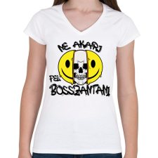 PRINTFASHION Ne akarj - Női V-nyakú póló - Fehér női póló