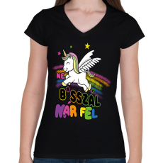 PRINTFASHION Ne basszál már fel! - Női V-nyakú póló - Fekete