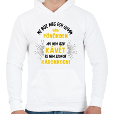 PRINTFASHION Ne bízz meg egy olyan főnökben - Férfi kapucnis pulóver - Fehér