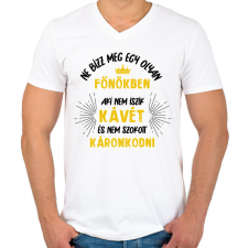 PRINTFASHION Ne bízz meg egy olyan főnökben - Férfi V-nyakú póló - Fehér férfi póló