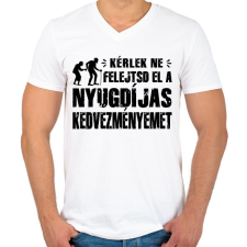 PRINTFASHION Ne felejtsd el a nyugdíjas kedvezményemet - Férfi V-nyakú póló - Fehér férfi póló