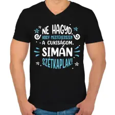 PRINTFASHION Ne hagyd, hogy megtévesszen a cukiságom - Kék - Férfi V-nyakú póló - Fekete férfi póló