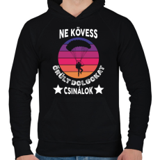 PRINTFASHION Ne kövess - Férfi kapucnis pulóver - Fekete