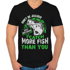 PRINTFASHION Ne légy irigy, amiért több halat fogok... - Férfi V-nyakú póló - Fekete