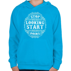 PRINTFASHION Ne nézd, csináld  - Gyerek kapucnis pulóver - Azúrkék