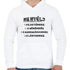 PRINTFASHION Ne nyúlj - Férfi kapucnis pulóver - Fehér