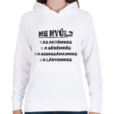 PRINTFASHION Ne nyúlj - Női kapucnis pulóver - Fehér női pulóver, kardigán