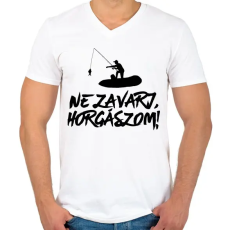 PRINTFASHION Ne zavarj horgászom  - Férfi V-nyakú póló - Fehér