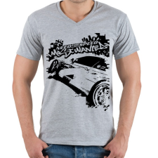 PRINTFASHION Need For Speed MW - Férfi V-nyakú póló - Sport szürke férfi póló