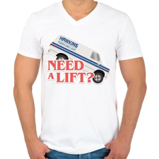 PRINTFASHION Need lift? - Férfi V-nyakú póló - Fehér férfi póló