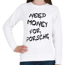 PRINTFASHION NEED MONEY FOR PORSCHE - Női pulóver - Fehér női pulóver, kardigán