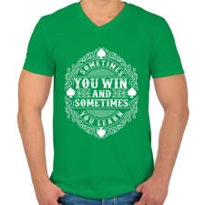 PRINTFASHION Néha nyersz, néha tanulsz - Férfi V-nyakú póló - Zöld férfi póló