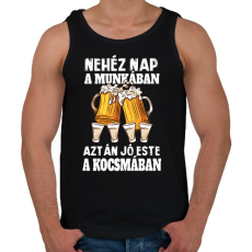 PRINTFASHION Nehéz nap, jó este - Férfi atléta - Fekete