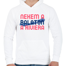 PRINTFASHION NEKEM A BALATON A RIVIÉRA 2 - Férfi kapucnis pulóver - Fehér