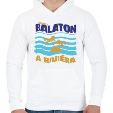 PRINTFASHION Nekem a Balaton a Riviéra - Férfi kapucnis pulóver - Fehér férfi pulóver, kardigán