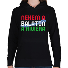 PRINTFASHION NEKEM A BALATON A RIVIÉRA - Női kapucnis pulóver - Fekete női pulóver, kardigán
