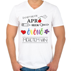 PRINTFASHION Nekem óvónő méretem van - Férfi V-nyakú póló - Fehér