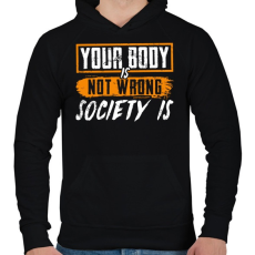 PRINTFASHION Nem a tested rossz, hanem a közösségi média - Férfi kapucnis pulóver - Fekete