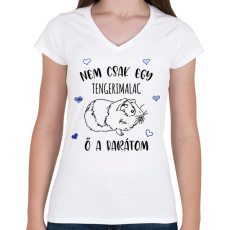 PRINTFASHION Nem csak  egy tengerimalac - Női V-nyakú póló - Fehér