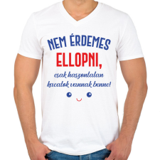 PRINTFASHION Nem érdemes ellopni - Táska minta - Férfi V-nyakú póló - Fehér férfi póló