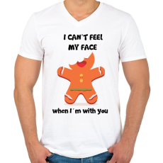 PRINTFASHION Nem érzem az arcom.. - Férfi V-nyakú póló - Fehér