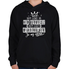 PRINTFASHION Nem gond ha nem kedvelsz - Gyerek kapucnis pulóver - Fekete gyerek pulóver, kardigán