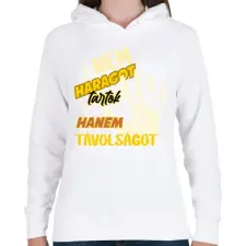 PRINTFASHION nem haragot tartok - Női kapucnis pulóver - Fehér női pulóver, kardigán