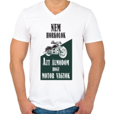 PRINTFASHION Nem horkolok, azt álmodom, hogy motor vagyok - Férfi V-nyakú póló - Fehér