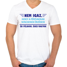 PRINTFASHION Nem igaz - Férfi V-nyakú póló - Fehér