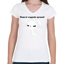 PRINTFASHION Nem is vagyok nyuszi - Női V-nyakú póló - Fehér női póló