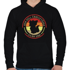 PRINTFASHION Nem kell ébresztőóra, cicám van! - Férfi kapucnis pulóver - Fekete
