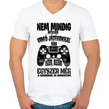 PRINTFASHION Nem mindig játszom videó játékokkal... - Férfi V-nyakú póló - Fehér férfi póló