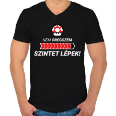 PRINTFASHION Nem öregszem, szintet lépek! - Férfi V-nyakú póló - Fekete