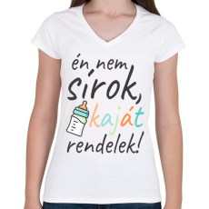 PRINTFASHION Nem sírok - Női V-nyakú póló - Fehér